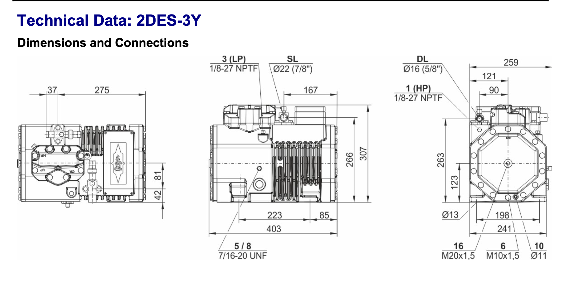 Bitzer 2DES-3Y Semi-Hermetic Reciprocating Compressor