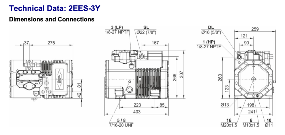Bitzer 2EES-3Y Semi-Hermetic Reciprocating Compressor