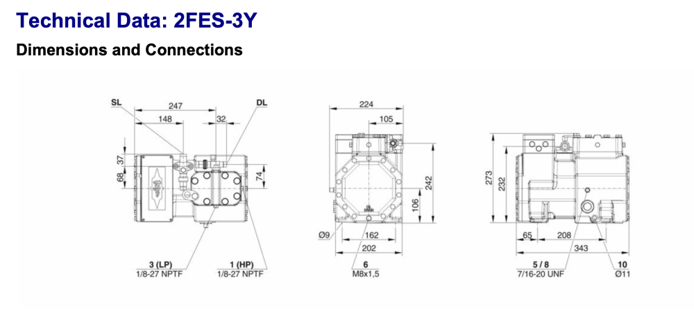 Bitzer 2FES-3Y Semi-Hermetic Reciprocating Compressor