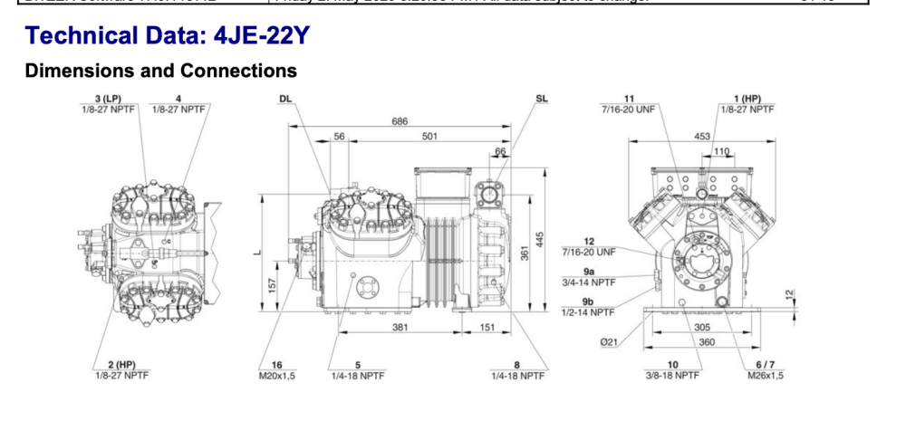 Bitzer 4JE-22Y Semi-Hermetic Reciprocating Compressor