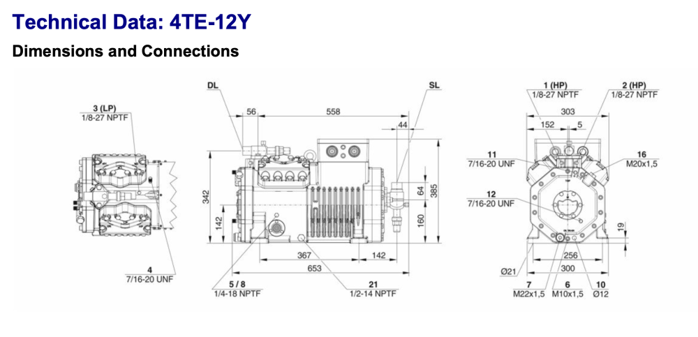 Bitzer 4TE-12Y Semi-Hermetic Reciprocating Compressor
