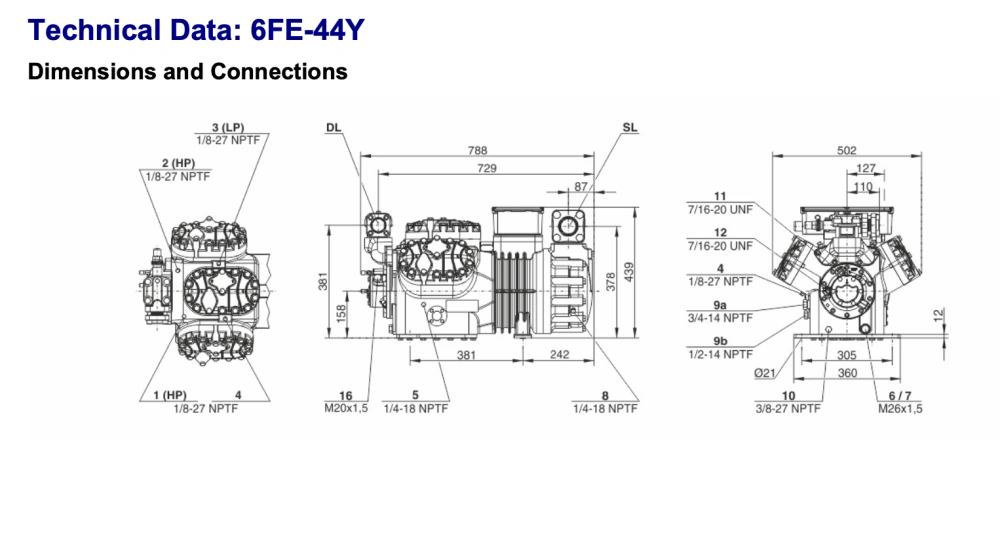 Bitzer 6FE-44Y compressor, Bitzer 6FE-44Y semi-hermetic compressor, 6FE ...