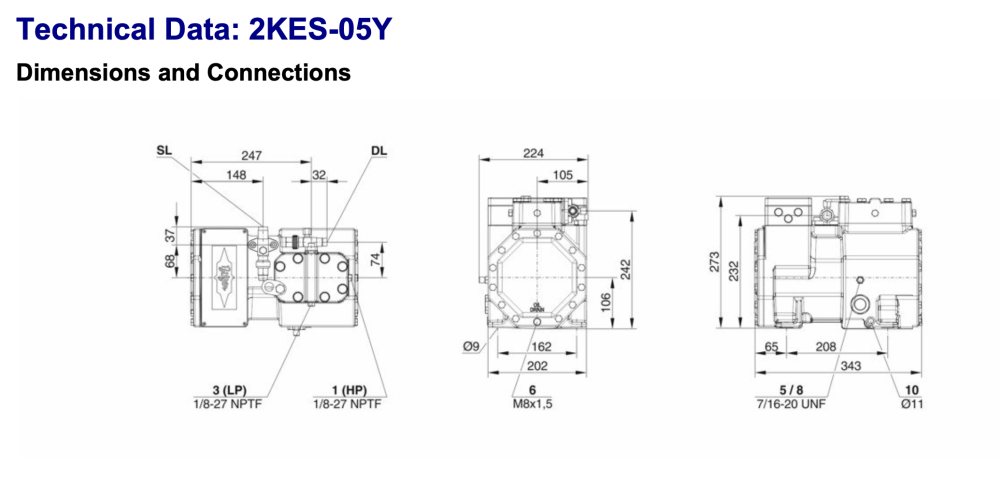Bitzer 2KES-05Y Semi-Hermetic Reciprocating Compressor