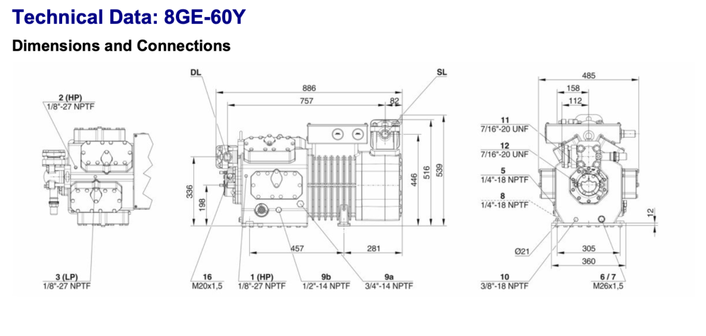 Bitzer 8GE-60Y Semi-Hermetic Reciprocating Compressor