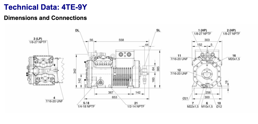 Bitzer 4TE-9Y Semi-Hermetic Reciprocating Compressor