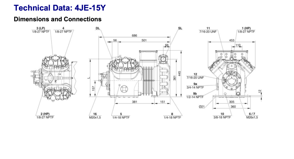 Bitzer 4JE-15Y Semi-Hermetic Reciprocating Compressor