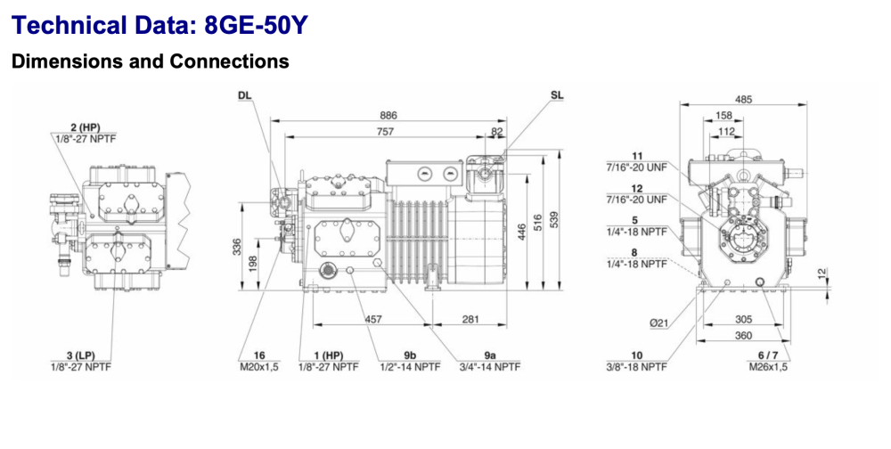 Bitzer 8GE-50Y  Semi-Hermetic Reciprocating Compressor