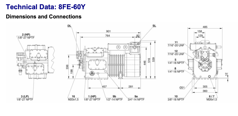 Bitzer 8FE-60Y-40P Semi-Hermetic Reciprocating Compressor