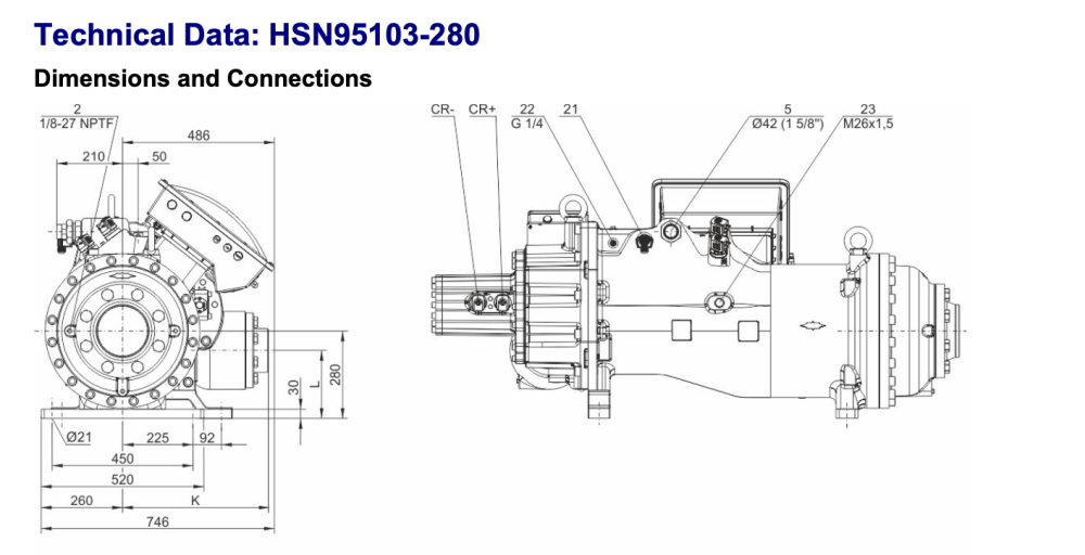 Bitzer HSN95103-280 Semi-Hermetic Screw Compressor