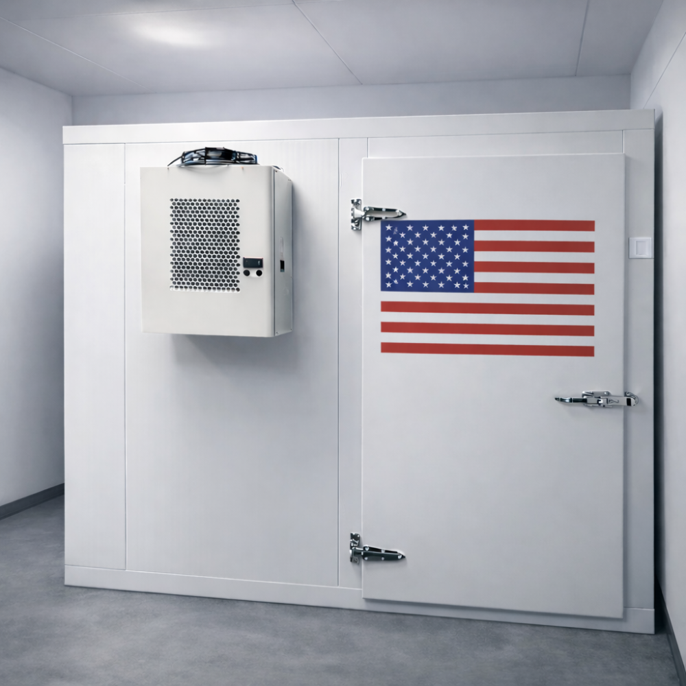 Walk-in hunting cooler/  freezer sales USA  10′ × 8′ × 7.2′  (≈ 84 ft²)