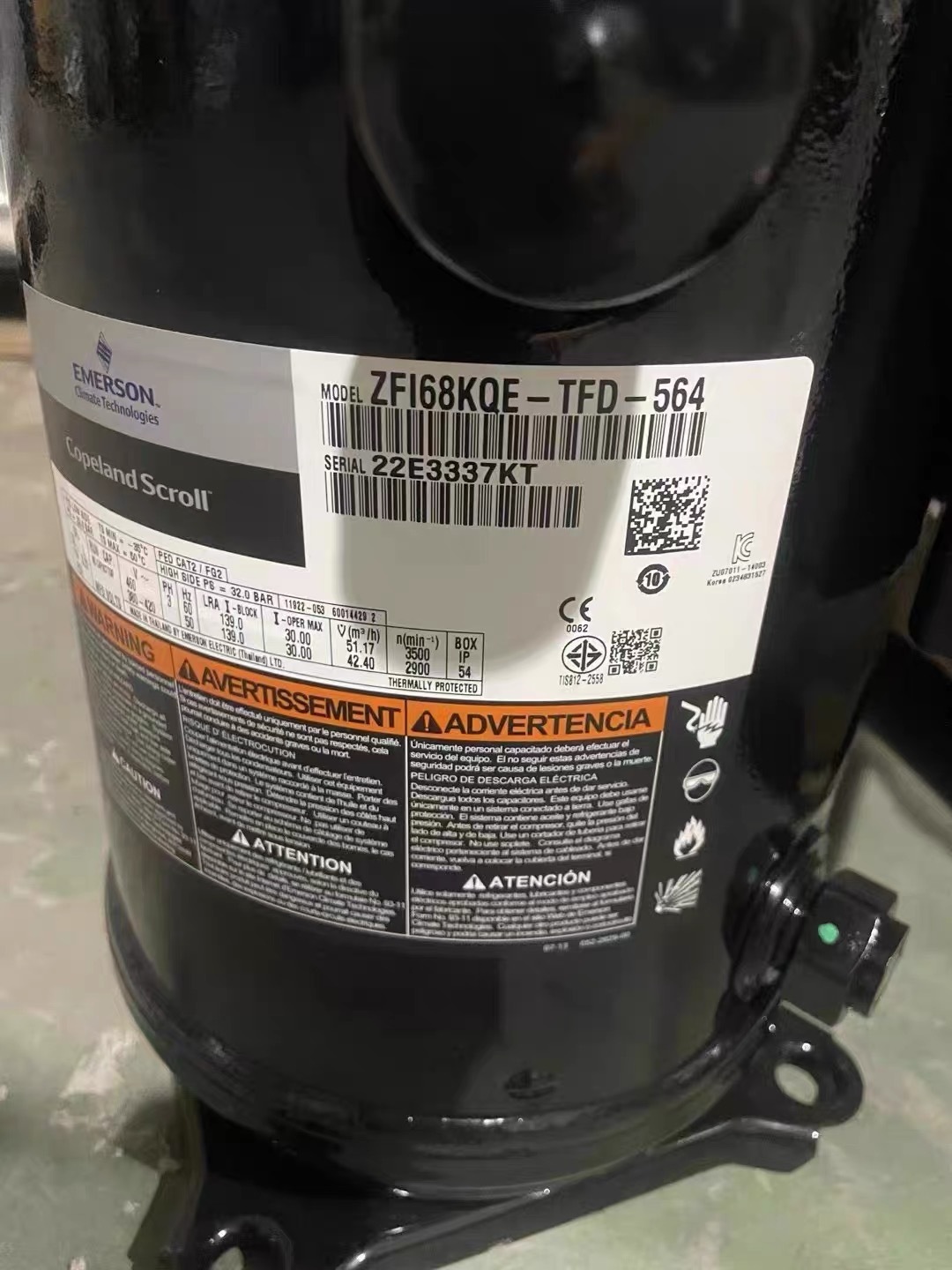 Copeland ZFI36KQE 8 HP Low Temperature Scroll Compressor