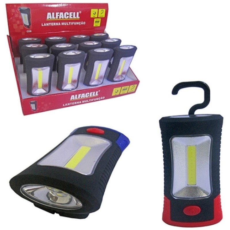 LANTERNA MULTIFUNÇÃO COMGANCHO 10 SMD+3 SMD A PILHA 3*AA(NÃO INCLUSA) (2 FONTES DE LUZ)