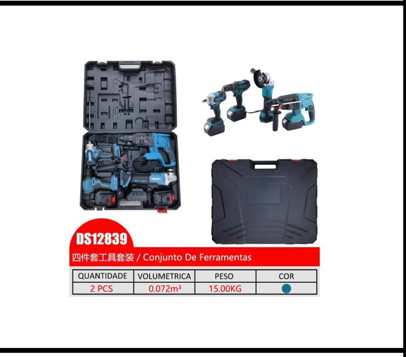 KIT Parafusadeira E Furadeira/Esmerilhadeira Professional/ Parafusadeira de impacto/Martelete Rotativo Mengtai (COM DUAS BATERIAS DE 128V 10.0Ah) - DS12839