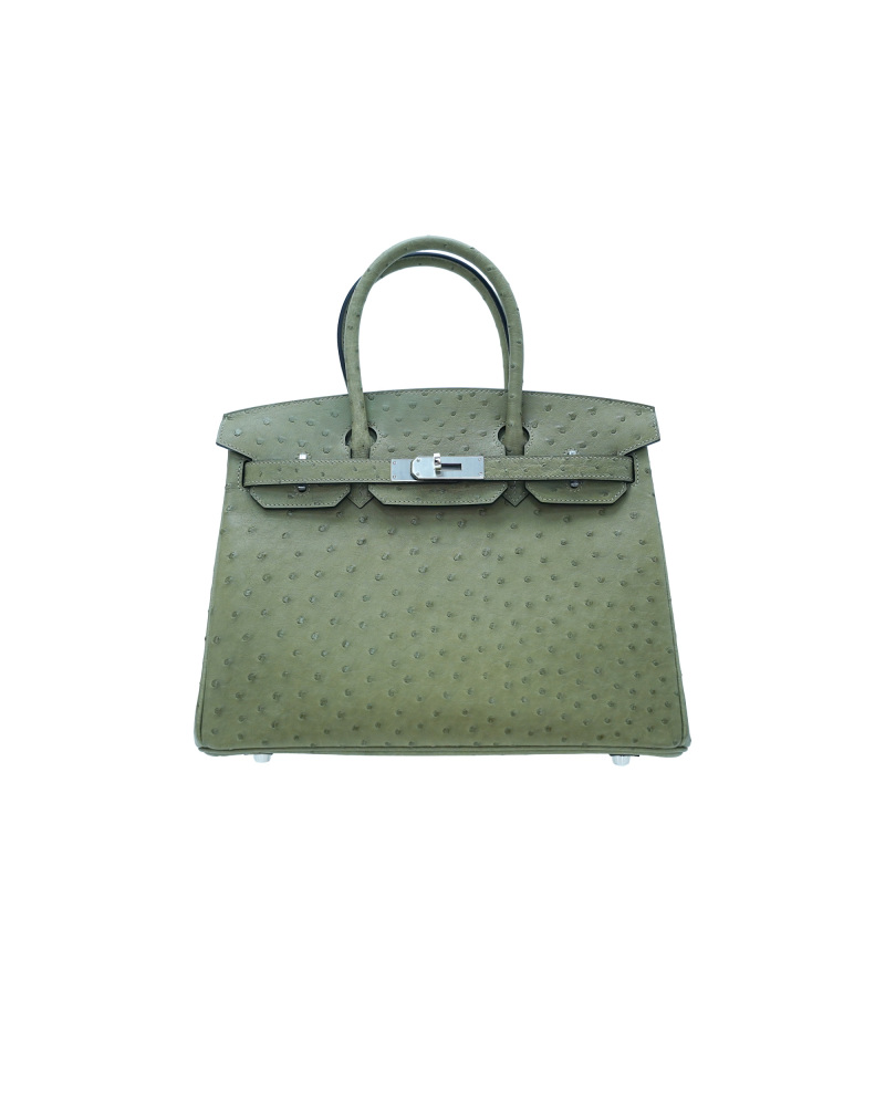 30-sized ladies' handbag made of ostrich leather