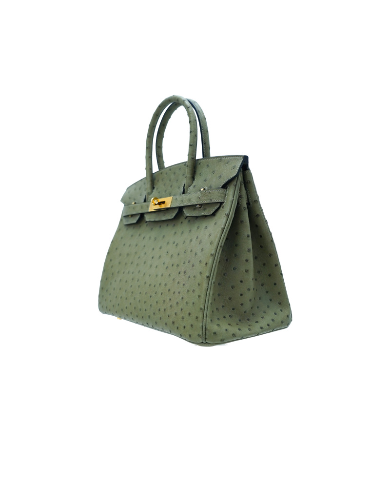 30-sized ladies' handbag made of ostrich leather