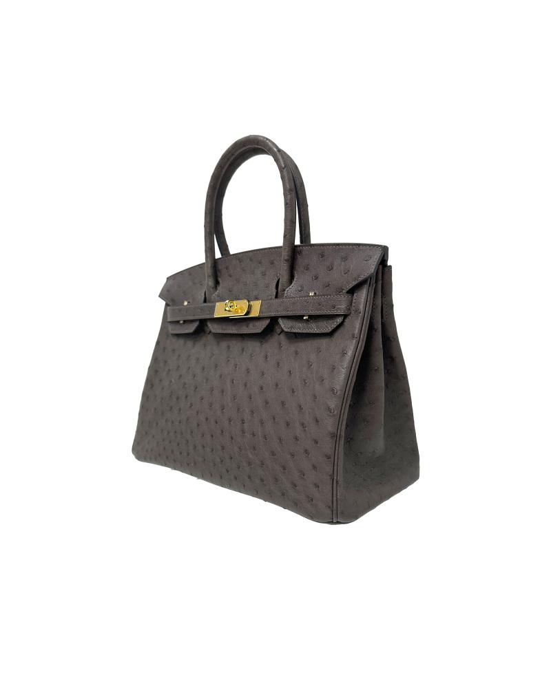 30-sized ladies' handbag made of ostrich leather
