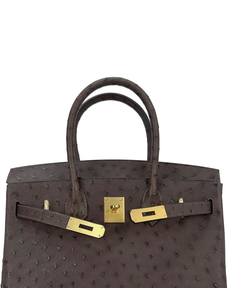 30-sized ladies' handbag made of ostrich leather