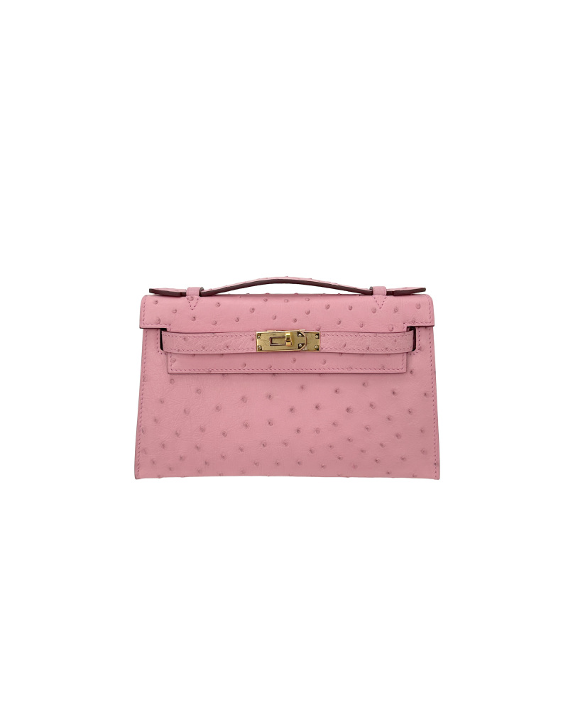 Ladies' handbags made of ostrich leather, size 22