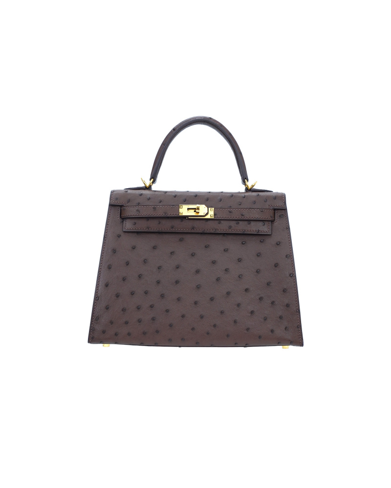 Ladies' handbags made of ostrich leather, size 25