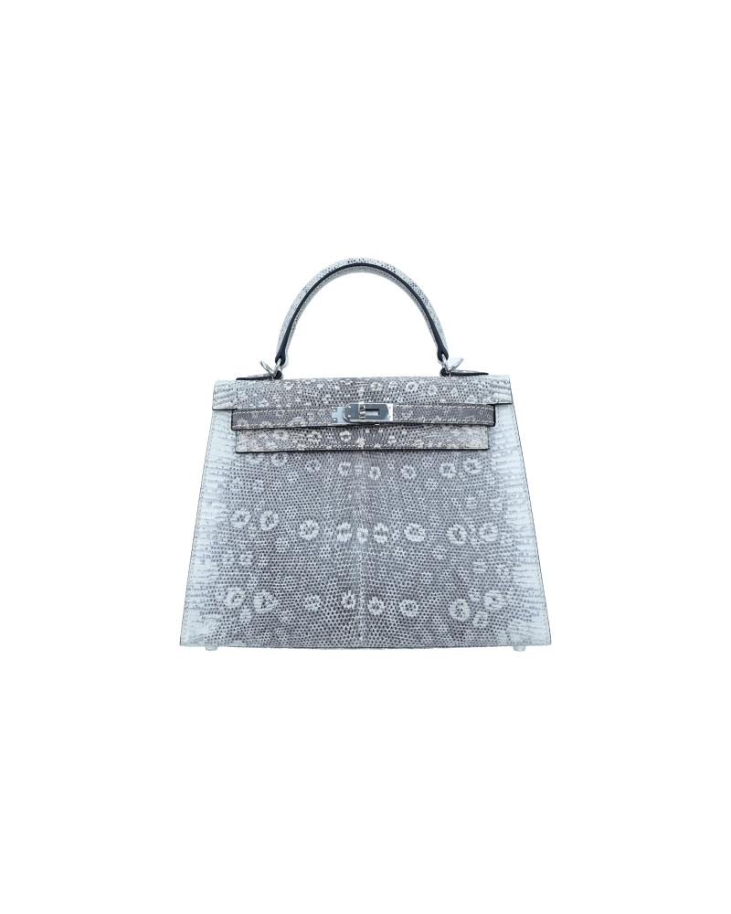 Ladies' hand-carrying and crossbody bag made of lizard leather, size 25