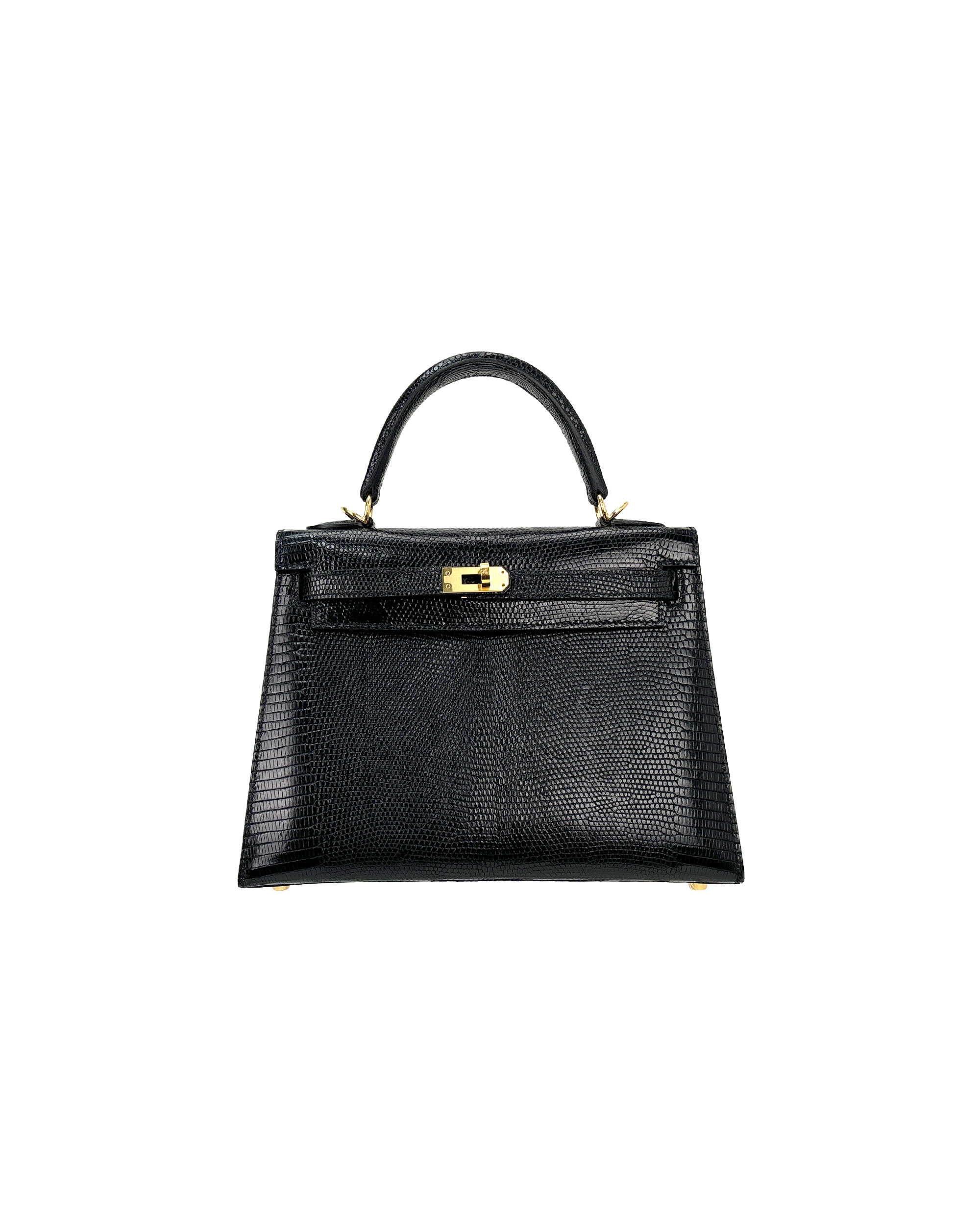 Ladies' hand-carrying and crossbody bag made of lizard leather, size 25