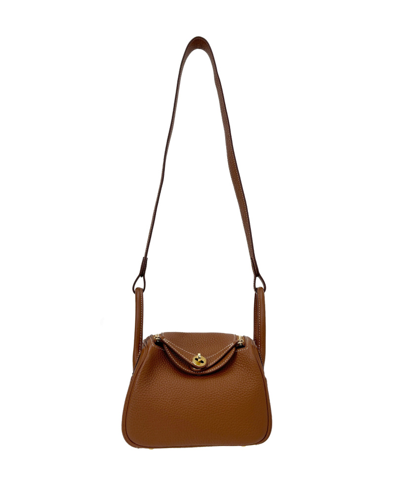 Single-shoulder crossbody bag, handmade with cowhide, size 19