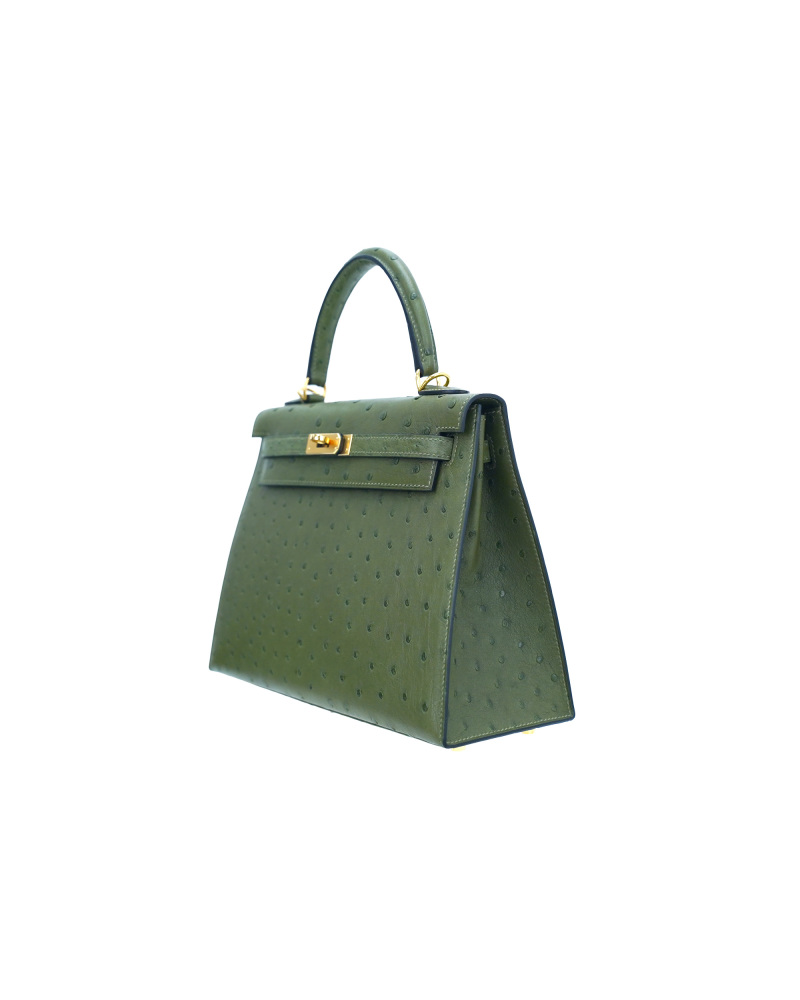 Ladies' handbags made of ostrich leather, size 25