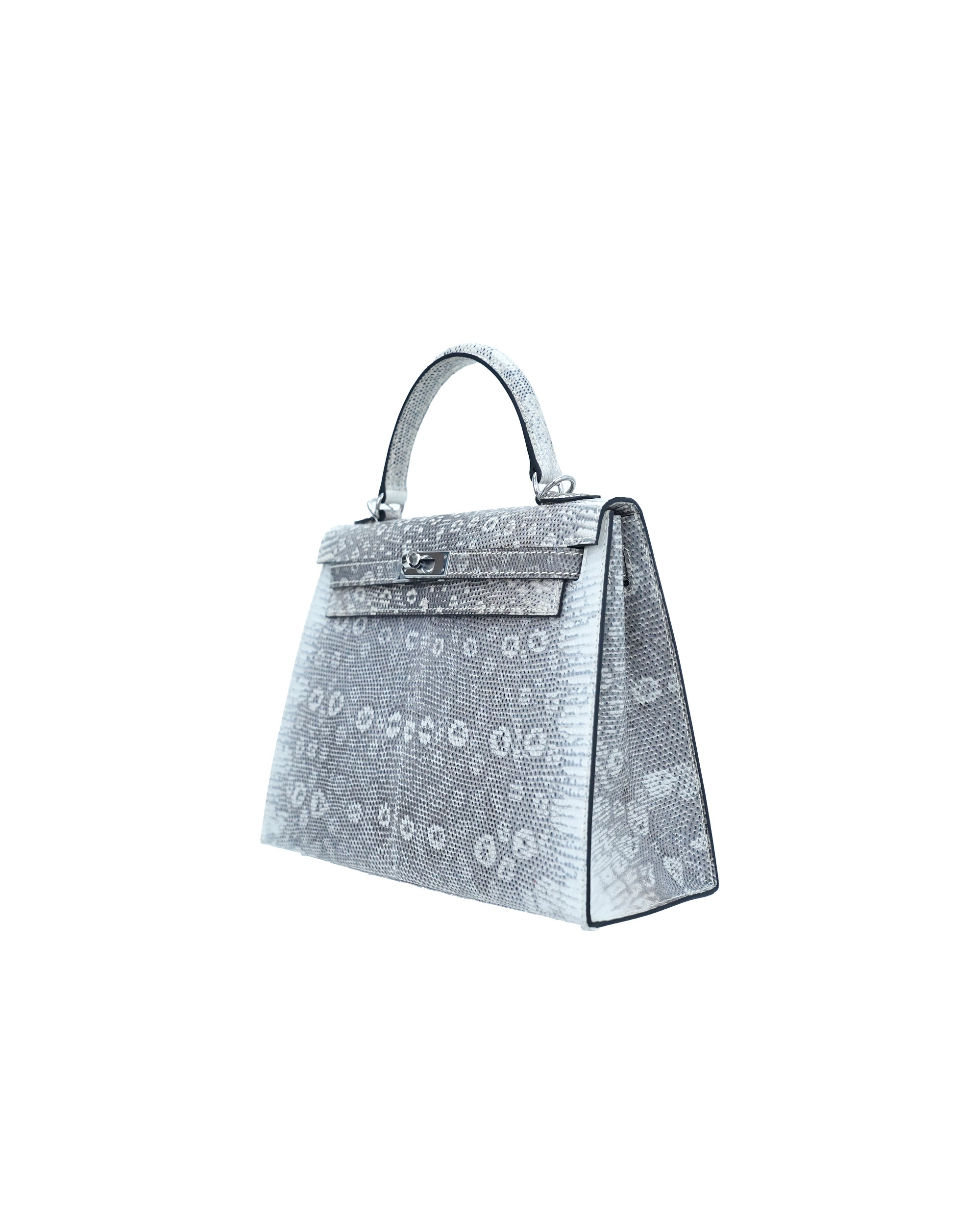 Ladies' hand-carrying and crossbody bag made of lizard leather, size 25