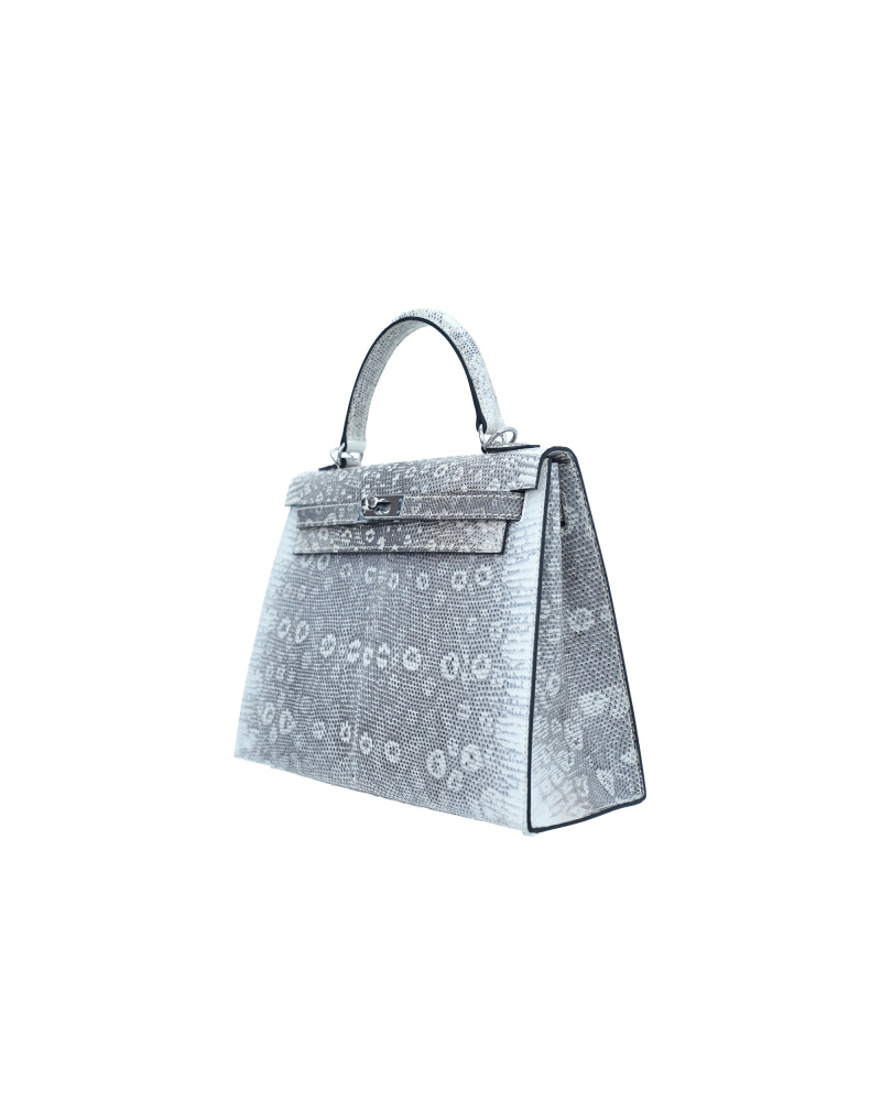 Ladies' hand-carrying and crossbody bag made of lizard leather, size 25