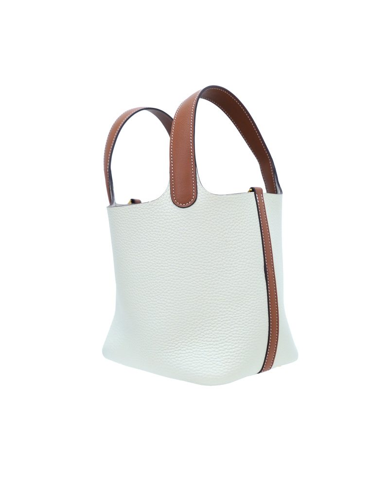 Handmade cowhide bucket bag in size 18