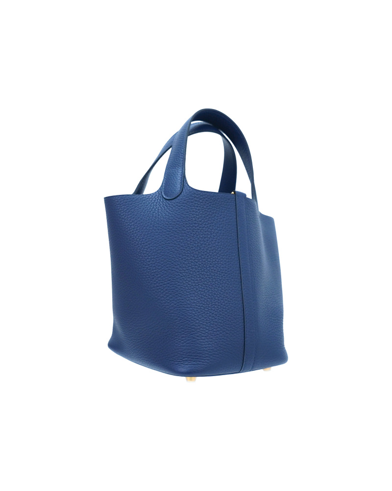 Handmade cowhide bucket bag in size 18cm