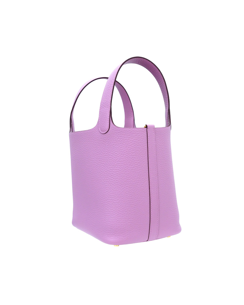 Handmade cowhide bucket bag in size 18cm