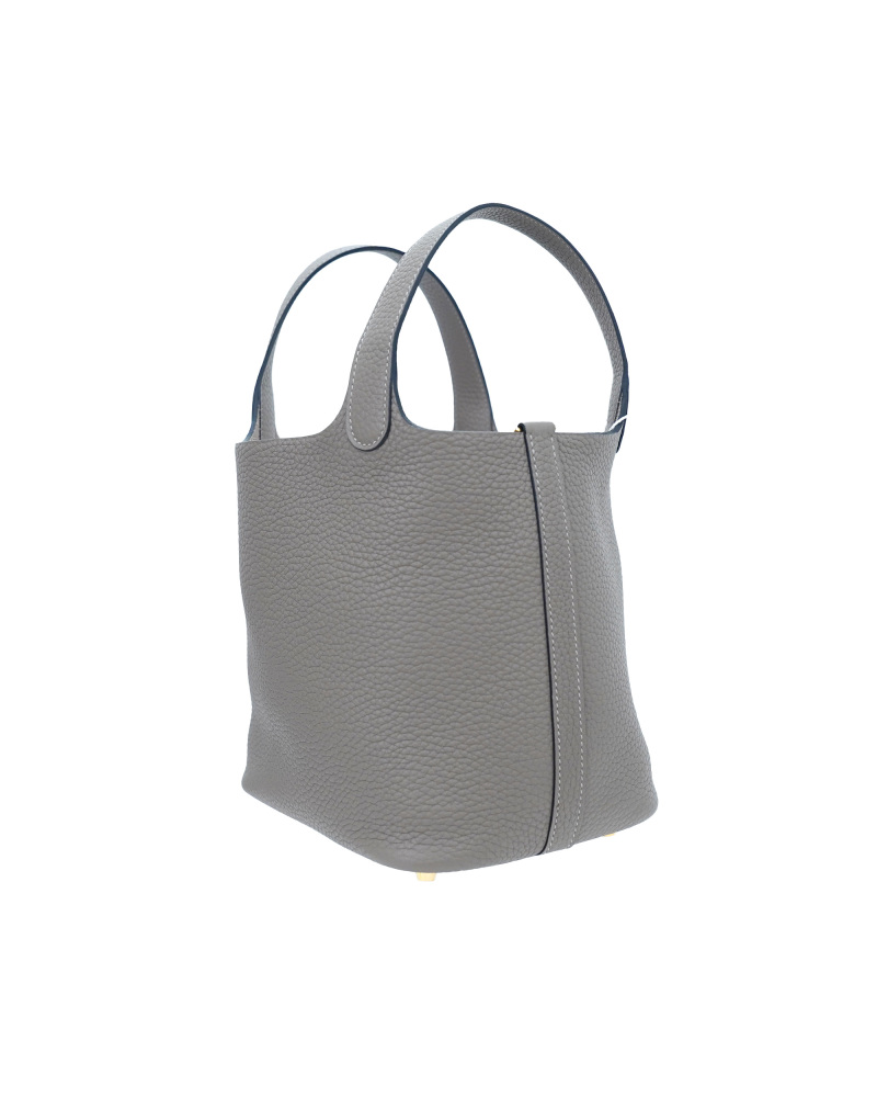 Handmade cowhide bucket bag in size 18cm