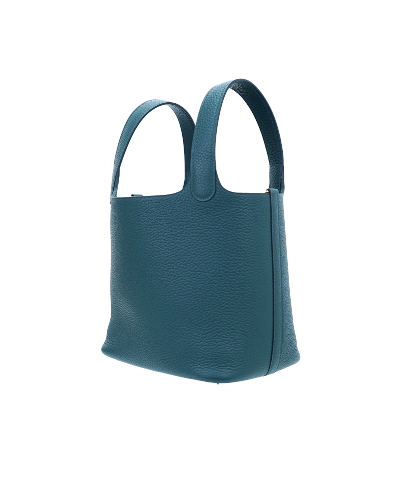 Handmade cowhide bucket bag in size 18cm