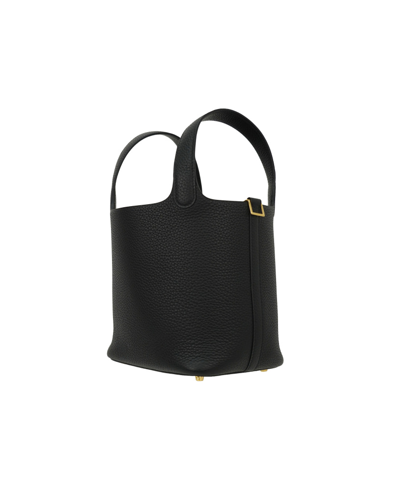 Handmade cowhide bucket bag in size 18cm