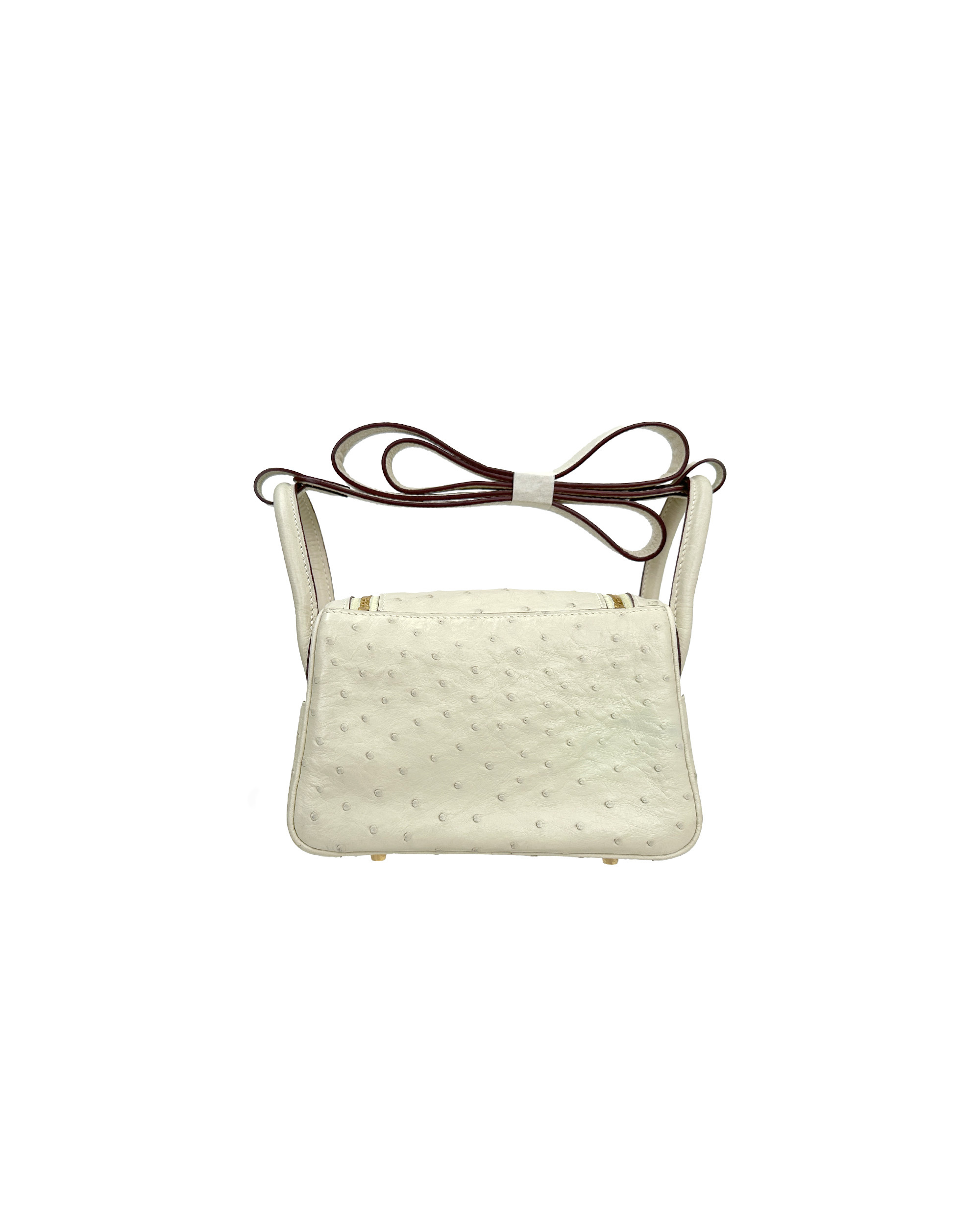 Handmade crossbody bag with single shoulder strap, made of ostrich leather, size 19