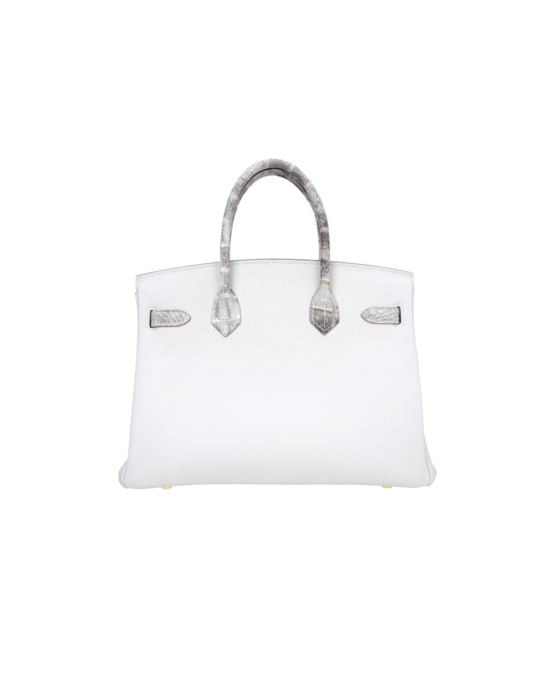 Ladies' hand-made bags in size 25, made of crocodile leather and cowhide combined.