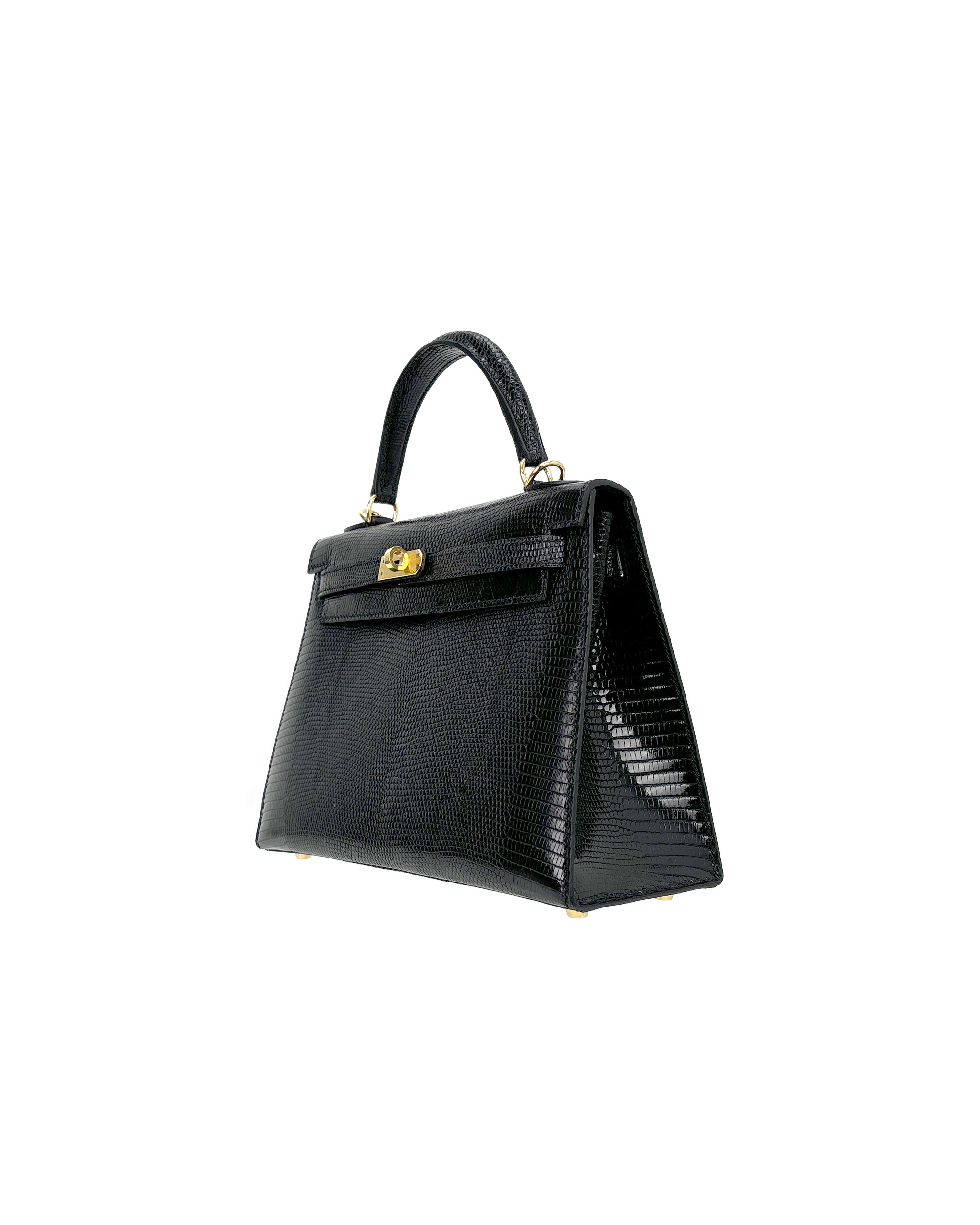 Ladies' hand-carrying and crossbody bag made of lizard leather, size 25