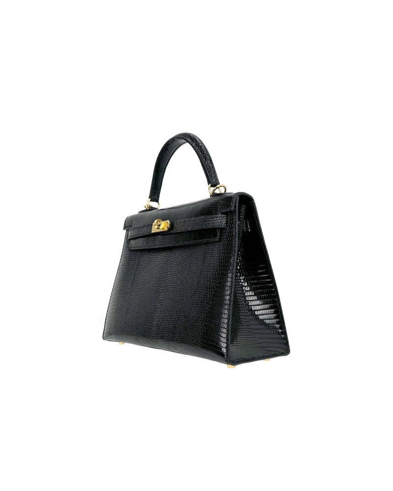 Ladies' hand-carrying and crossbody bag made of lizard leather, size 25