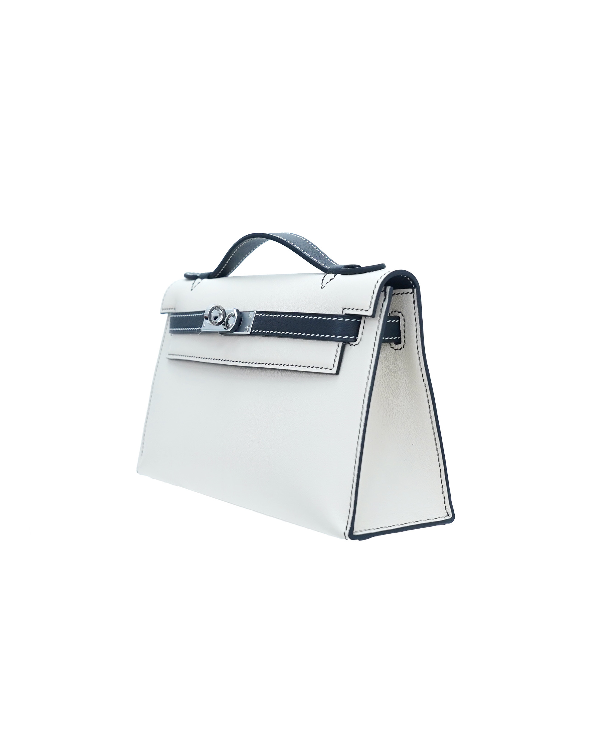 Ladies' handbag in a color-blocked design made of cowhide, size 22