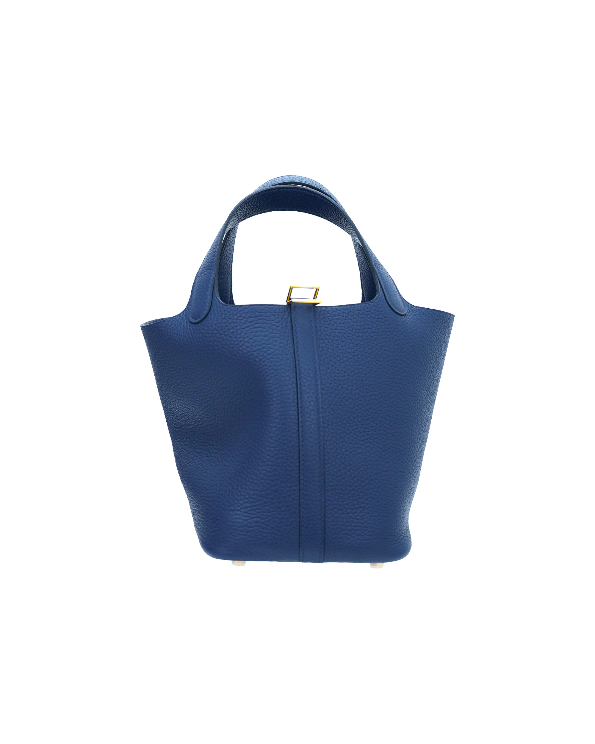 Handmade cowhide bucket bag in size 18cm