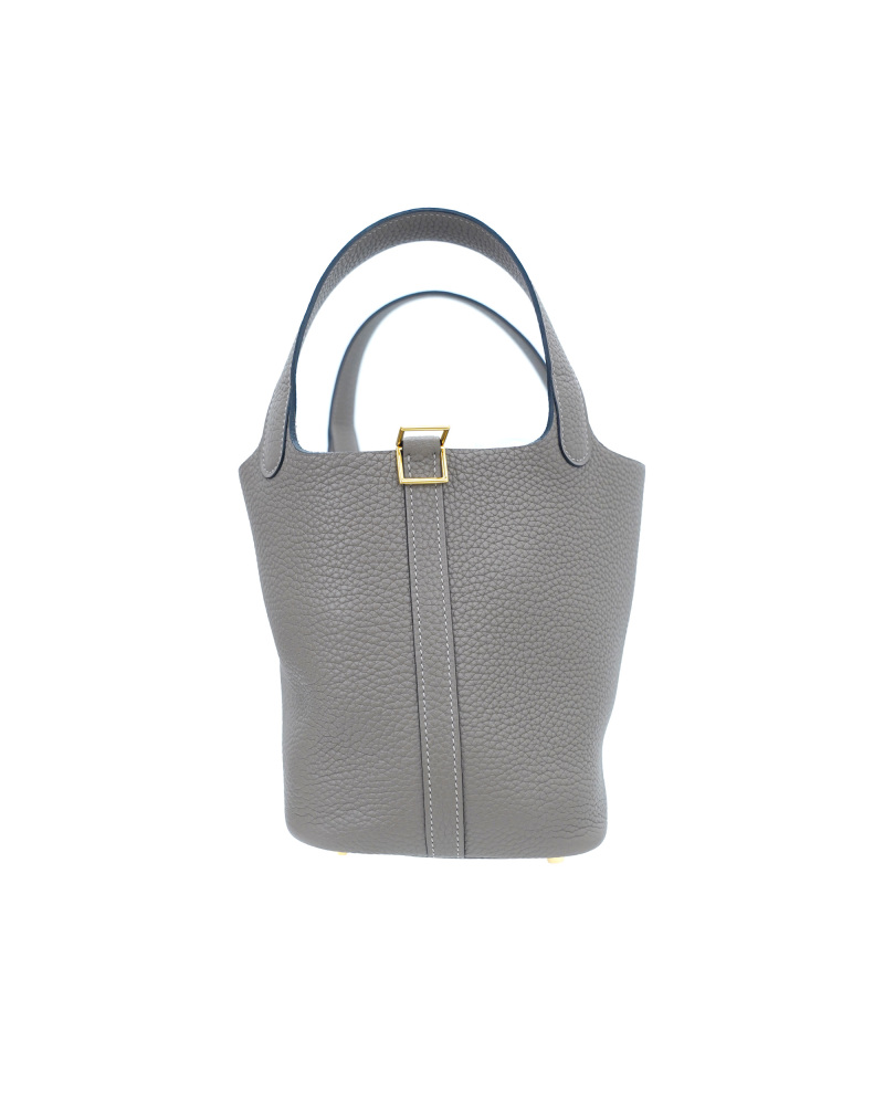 Handmade cowhide bucket bag in size 18cm