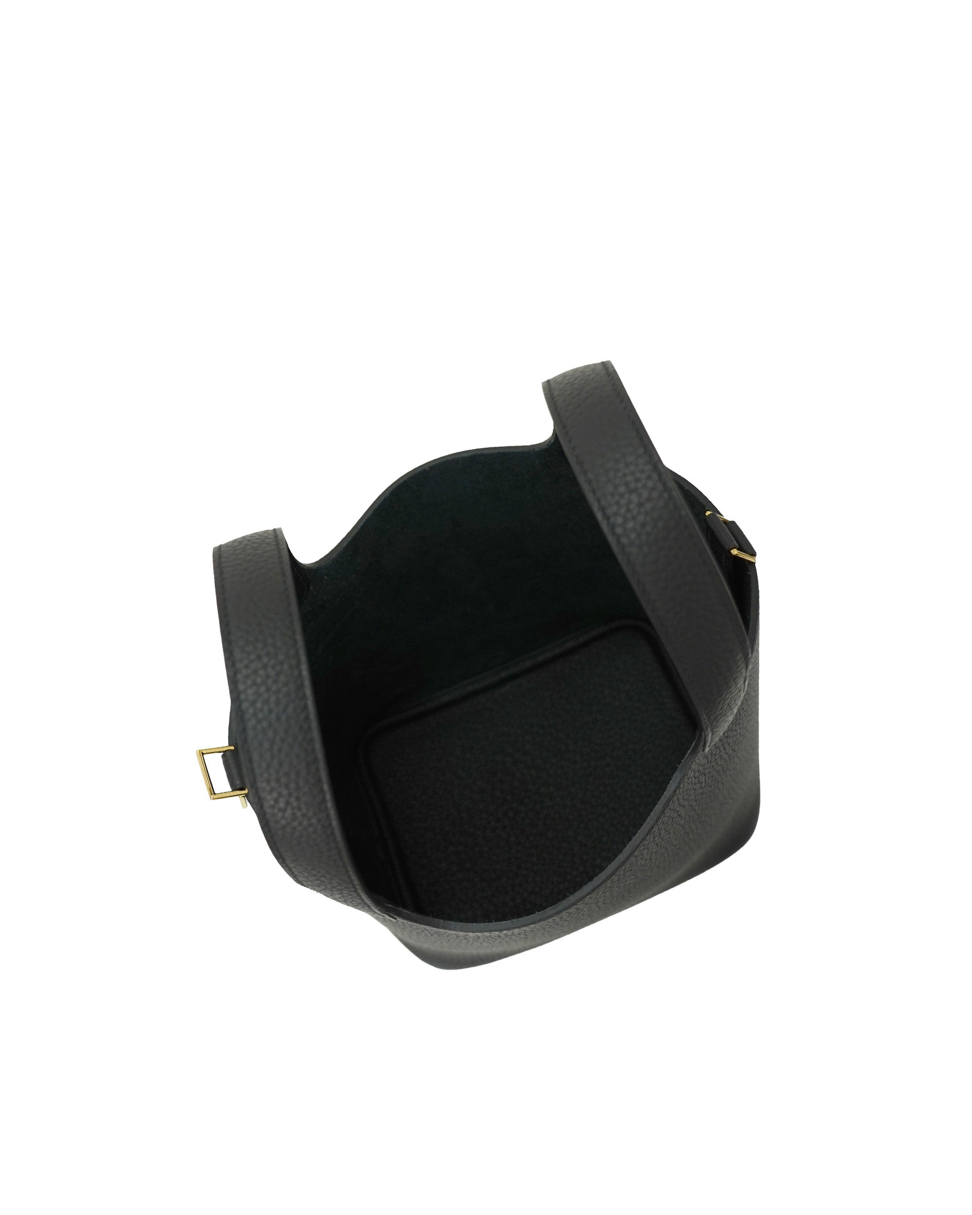 Handmade cowhide bucket bag in size 18cm
