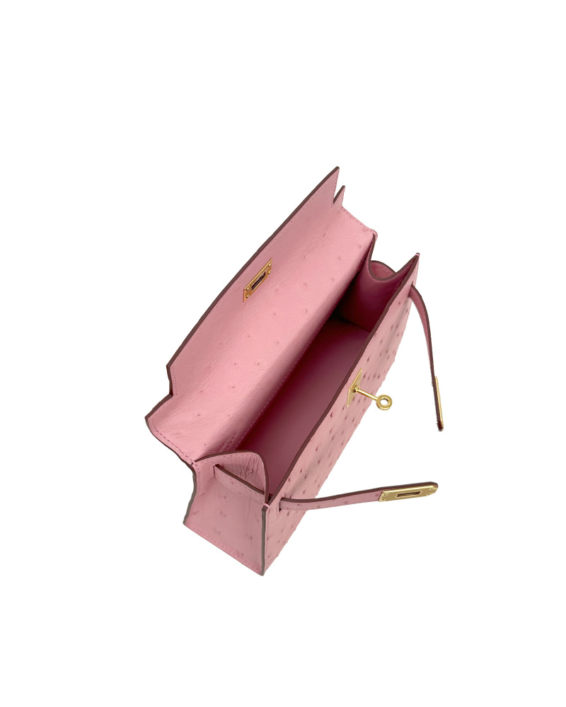 Ladies' handbags made of ostrich leather, size 22