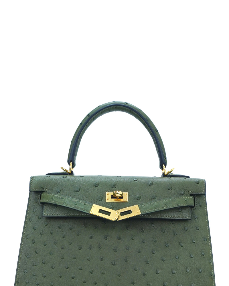 Ladies' handbags made of ostrich leather, size 25