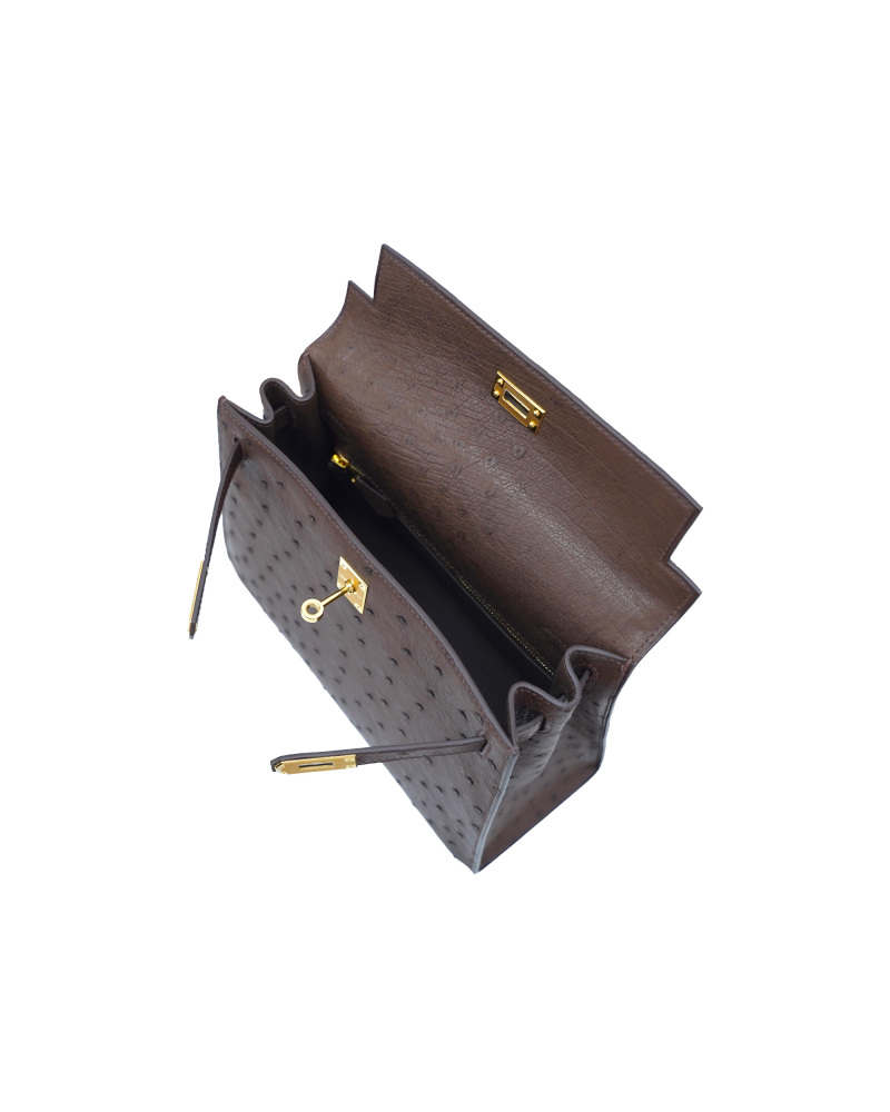 Ladies' handbags made of ostrich leather, size 25