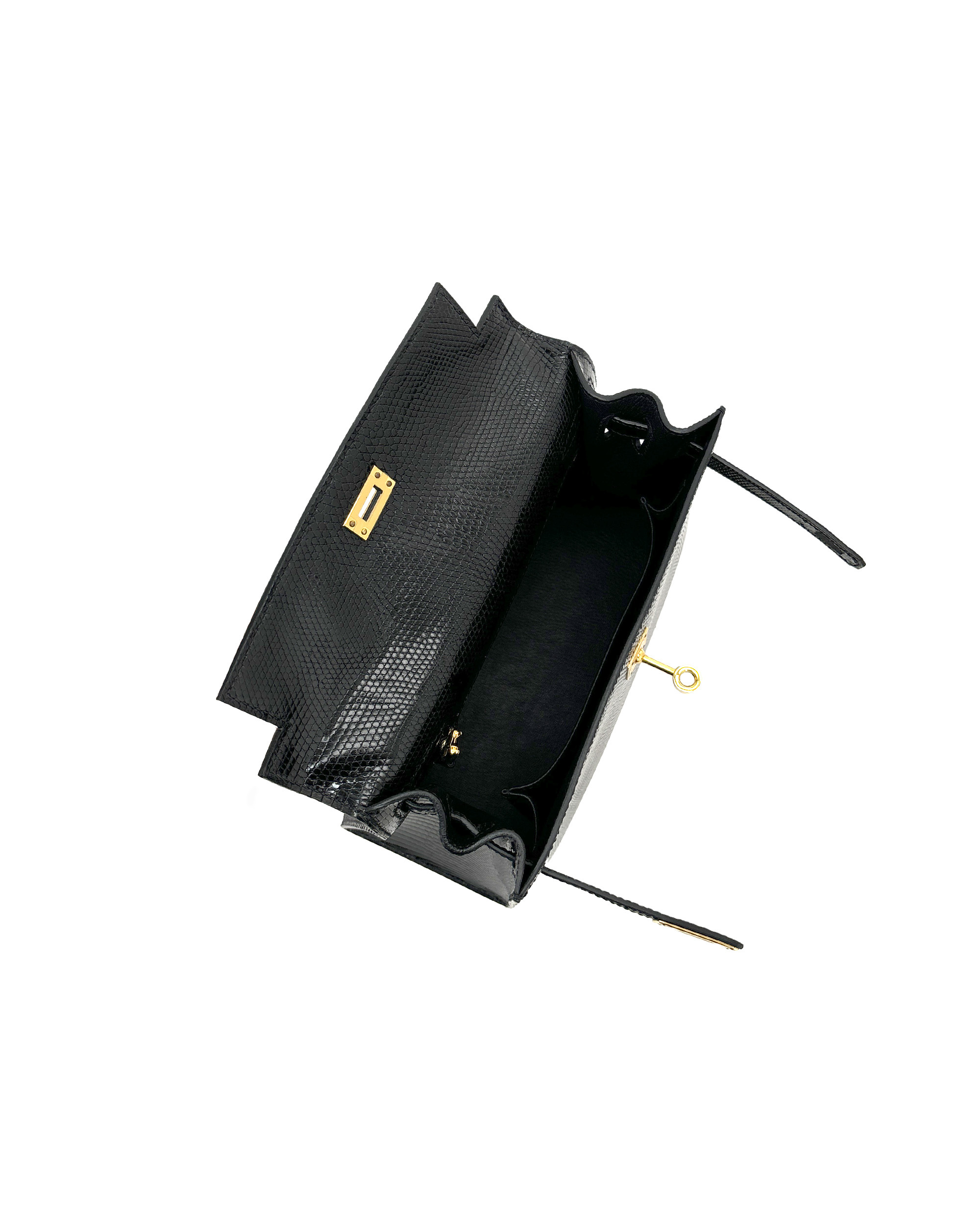 Ladies' hand-carrying and crossbody bag made of lizard leather, size 25