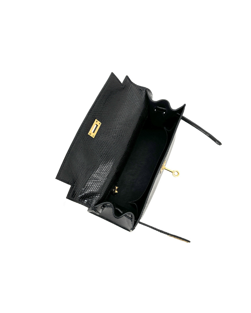Ladies' hand-carrying and crossbody bag made of lizard leather, size 25