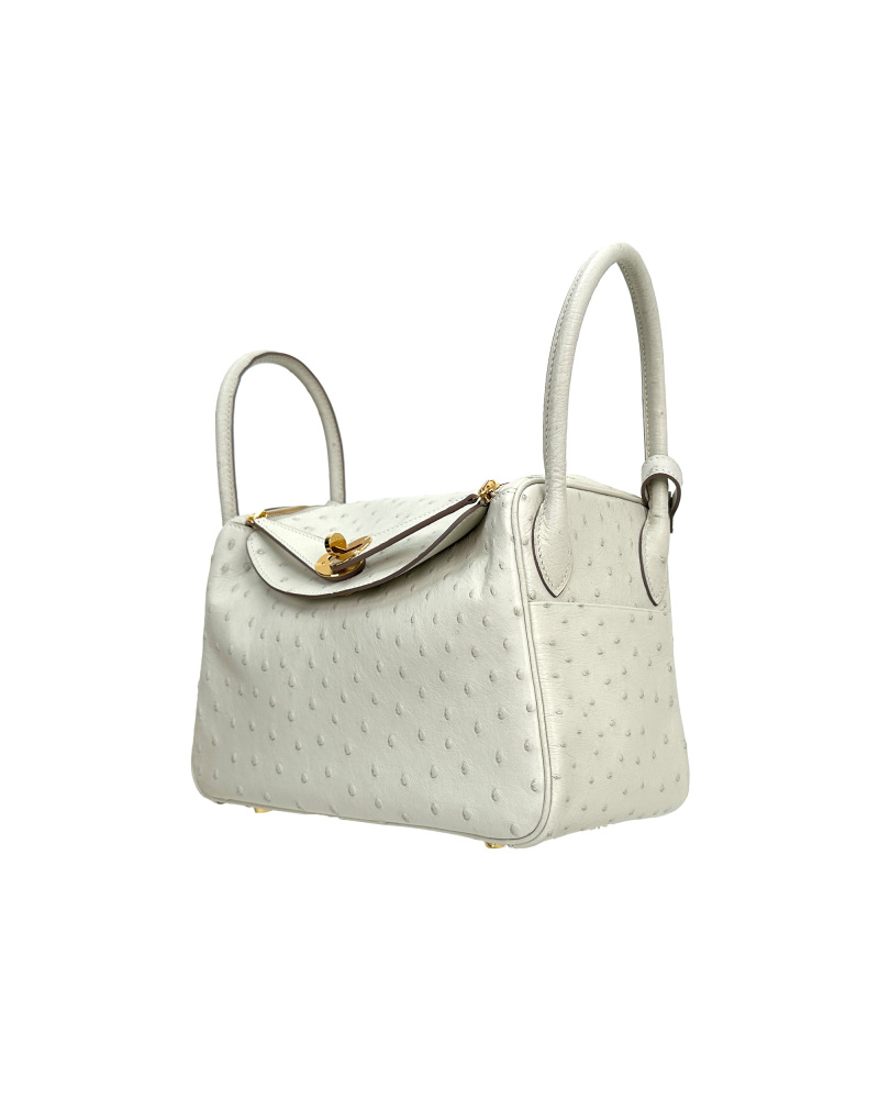 Handmade single-shoulder bag made of ostrich leather, size 26
