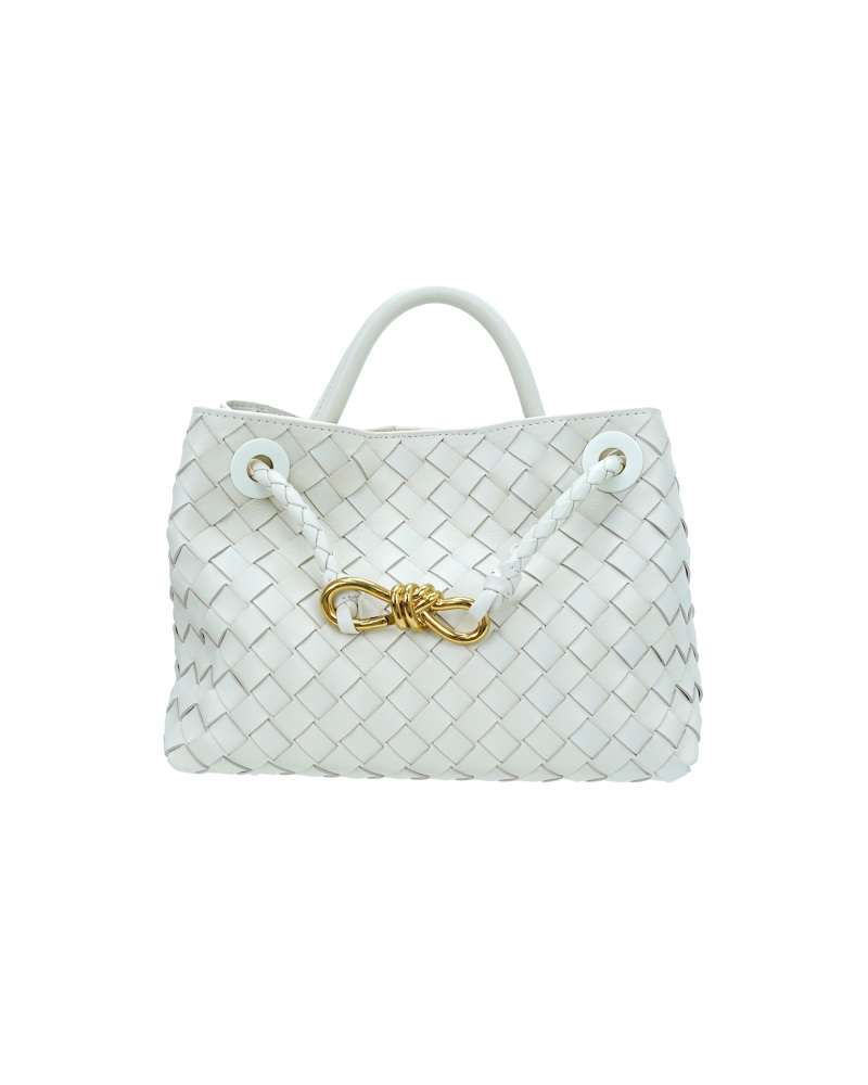 Handmade sheepskin woven crossbody tote bag, 25cm size